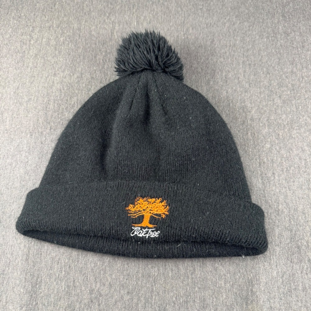 Imperial Headwear Oak Tree Beanie Black Knit Pom Pom Cuffed Hat Style 6006 OSFA